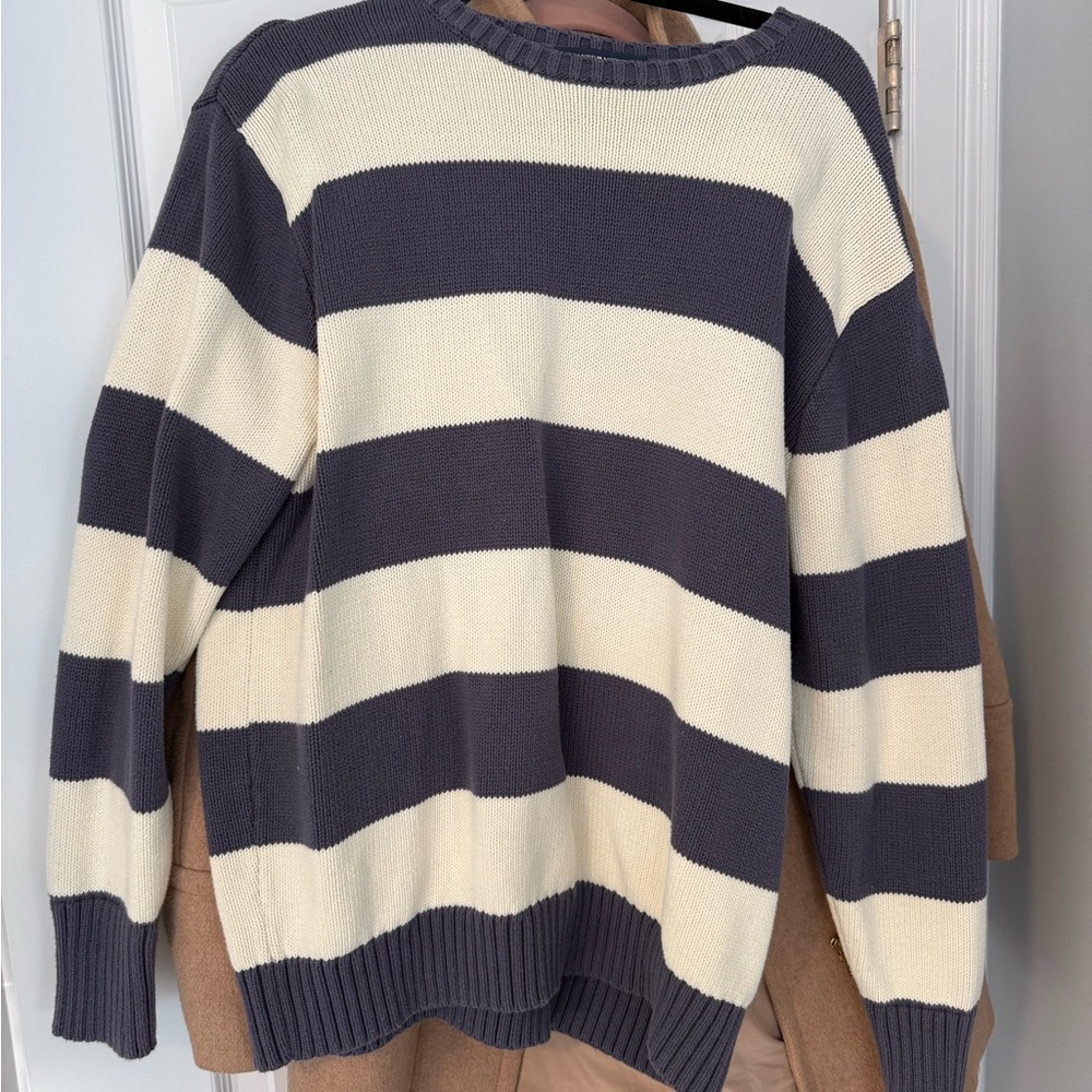 Brandy Melville Striped Navy and Cream Sweater